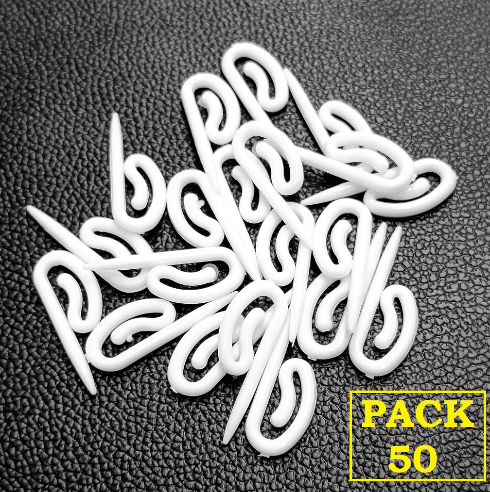 White Plastic Curtain Fish Hook, Channel Track Pole Hooks, Hanging for Door Windows Curtain, Header Tape Drapery Blinds Hooks Standard Size. 